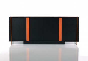 Contemporary Black Oak and Orange Floating Buffet Contemporary Black Oak and Orange Floating Buffet