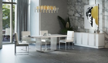 Luxurious Rectnagular Stone Dining Room Furniture