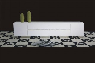 Contemporary White Crocodile Texture And Lacquer TV Unit