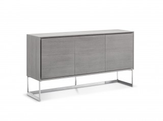 Gray Oak Buffet with Solid Stainless Steel Base