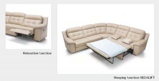 High End Curved Sectional Sofa in Leather