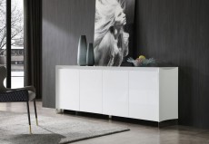 White High Gloss Buffet with Stainless Steel Base White High Gloss Buffet with Stainless Steel Base
