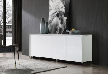 White High Gloss Buffet with Stainless Steel Base White High Gloss Buffet with Stainless Steel Base