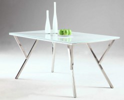 Tempered White Glass Table with Brilliant Chrome Y Shaped Base
