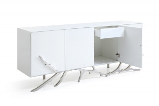 Modern White Buffet with Silver Accents