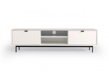 Elite White Matte Finish TV Stand with Black Metal Legs Elite White Matte Finish TV Stand with Black Metal Legs