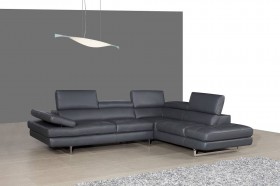 Contemporary Style Top Grain Leather Sectional
