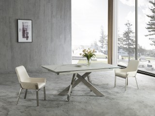 Modern Dining Set with Leather Chairs