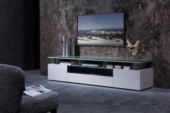 Grey Lacquer Living Room TV Stand with Glass Top Grey Lacquer Living Room TV Stand with Glass Top