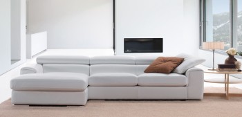 Sophisticated Full Italian Leather L-shape Furniture with Pillows
