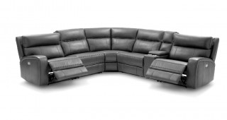 Advanced Adjustable Sectional Upholstered in Real Leather with End Table