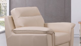 Genuine Italian Leather Beige Three Piece Sofa Set