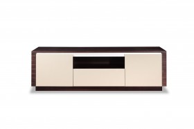 Contemporary Walnut Long Console with Storage Drawers