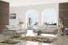 Amazing Three Piece Beige Leather Living Room Set