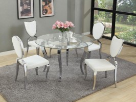 Refined Round Glass Top Dining Room Furniture Dinette