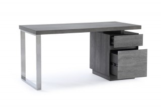 Modern Grey Elm Desk with Stainless Steel Leg