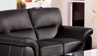 Black Italian Leather 3 pcs Sofa Set Garne