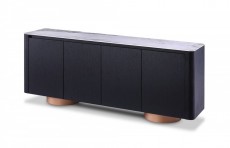 Black Oak Buffet with White Ceramic Marble Look Top Black Oak Buffet with White Ceramic Marble Look Top