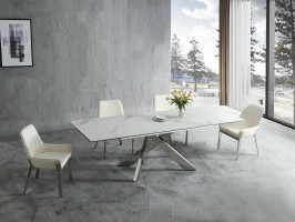 Modern Dining Set with Leather Chairs
