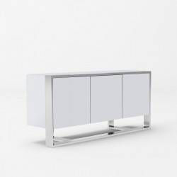 Elite White High Gloss and Stainless Steel Buffet