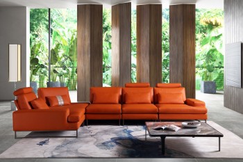 Exquisite Covered in All Leather Sectional