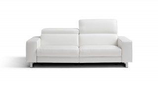 Grace White Leather Sofa Set with Adjustable Headrests