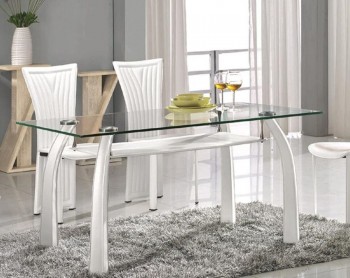 White Dining Table with Upholstered Legs