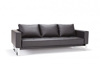 Leather Sofa Bed with Textured Pillow and Color Options