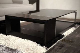 Contemporary Coffee Table with Black Glass Top