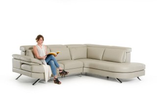 Contemporary Leather Upholstery Corner L-shape Sofa