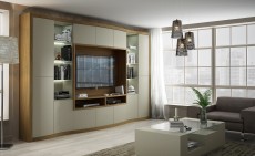 Modern living room wall unit with natural wood color Modern living room wall unit with natural wood color