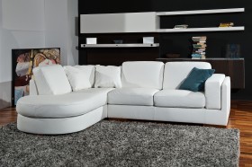 Luxury Leather Curved Corner Sofa with Pillows