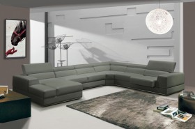 Advanced Adjustable Leather Sectional with Chaise