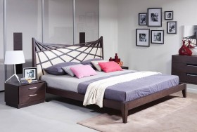 Elegant Leather Platform and Headboard Bed