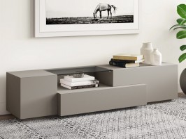 Grey Finish Contemporary Functional Entertainment TV Stand