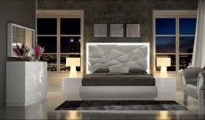 Made in Spain Leather Platform Bedroom Set with Upholstered Headboard Made in Spain Leather Platform Bedroom Set with Upholstered Headboard