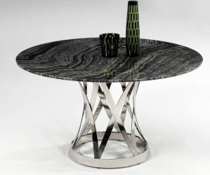 Contemporary Extravagant Round Glass Top Marble Italian 5 pc Kitchen Set
