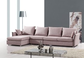 Exquisite Tufted Curved Sectional Sofa in Micro Fabric with Pillows