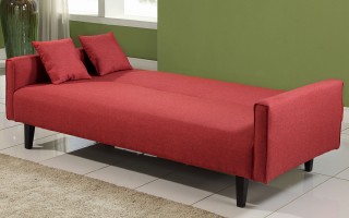 3 PC Living Room Sleeper Set in Grey, Red or Oatmeal Soft Fabric