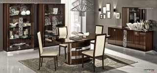 Four Door Walnut Color Cabinet Upscale Look Buffet