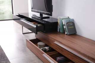 Long LCD TV Furniture with Storage in Walnut