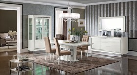 Contemporary Dining Set with Pedestal Base and Matching Back Chairs