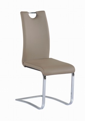 Taupe Upholstered Side Chair with Chrome Frame and Handle