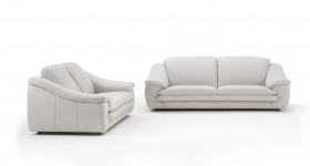 Contemporary Leather Sofa Set with Padded Arms and Cushions