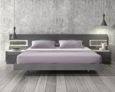 Lacquered Stylish Wood Elite Platform Bed with Long Panels Lacquered Stylish Wood Elite Platform Bed with Long Panels