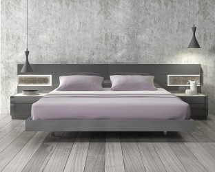 Lacquered Stylish Wood Elite Platform Bed with Long Panels