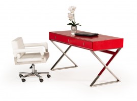 Transitional Red Crocodile Office Desk