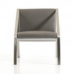 Modern Gray Bonded Leather Stainless Steel Base Chair