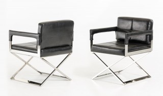 Stainless Steel Frame Black Bonded Leather Chair