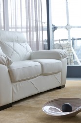 White Leather Sofa Set with Black Accents